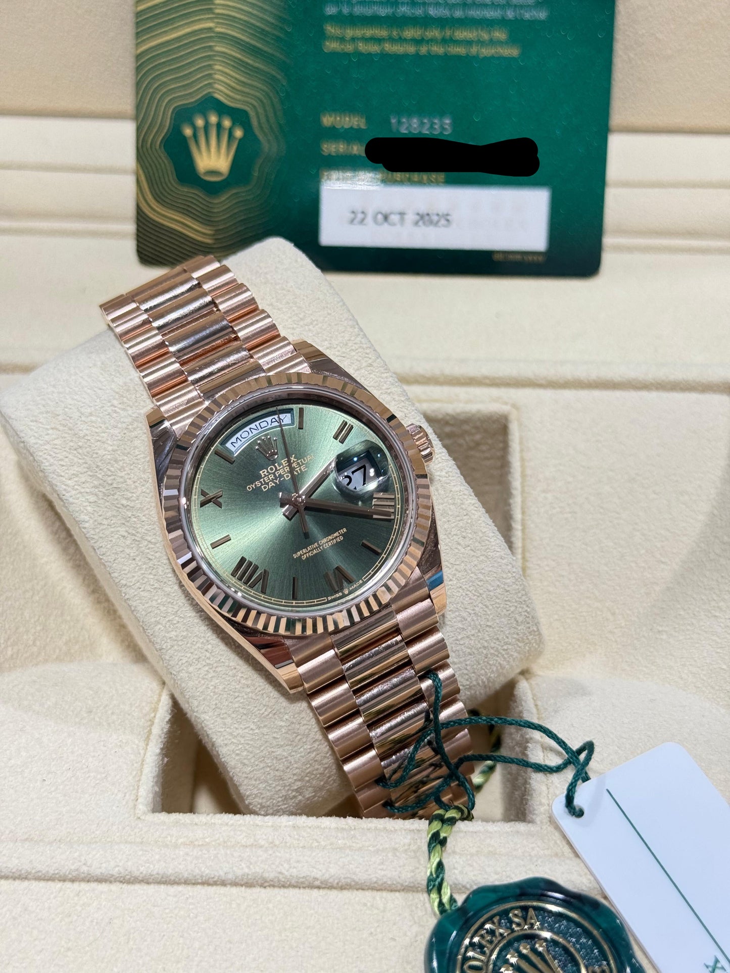 proGalnuv duct_name - Galnuv ROLEX DAY - DATE 36MM – OLIVE GREEN PRESIDENT ROSE GOLD 128235 Galnuv