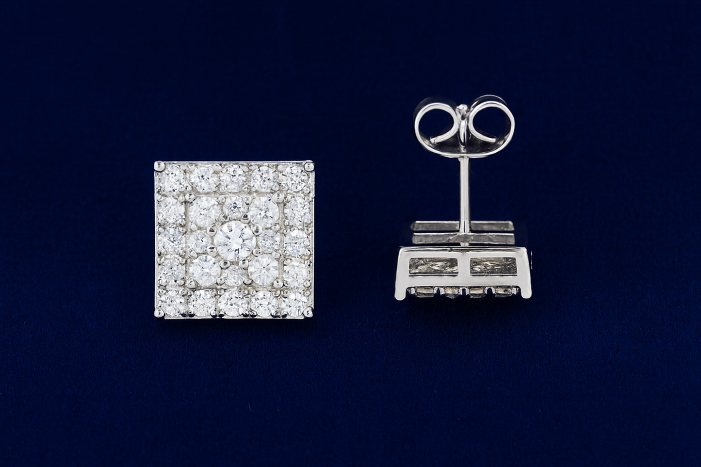 Moissanite Square Earrings Pavé Studs Galnuv