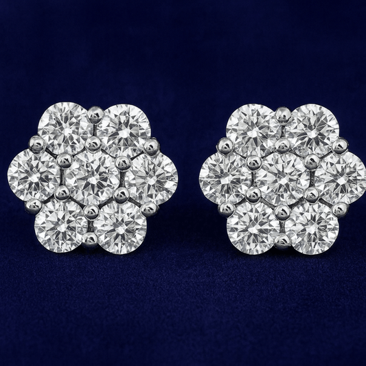proGalnuv duct_name - Galnuv 2.5mmMoissanite Sparkling Flower Cluster Earrings Galnuv