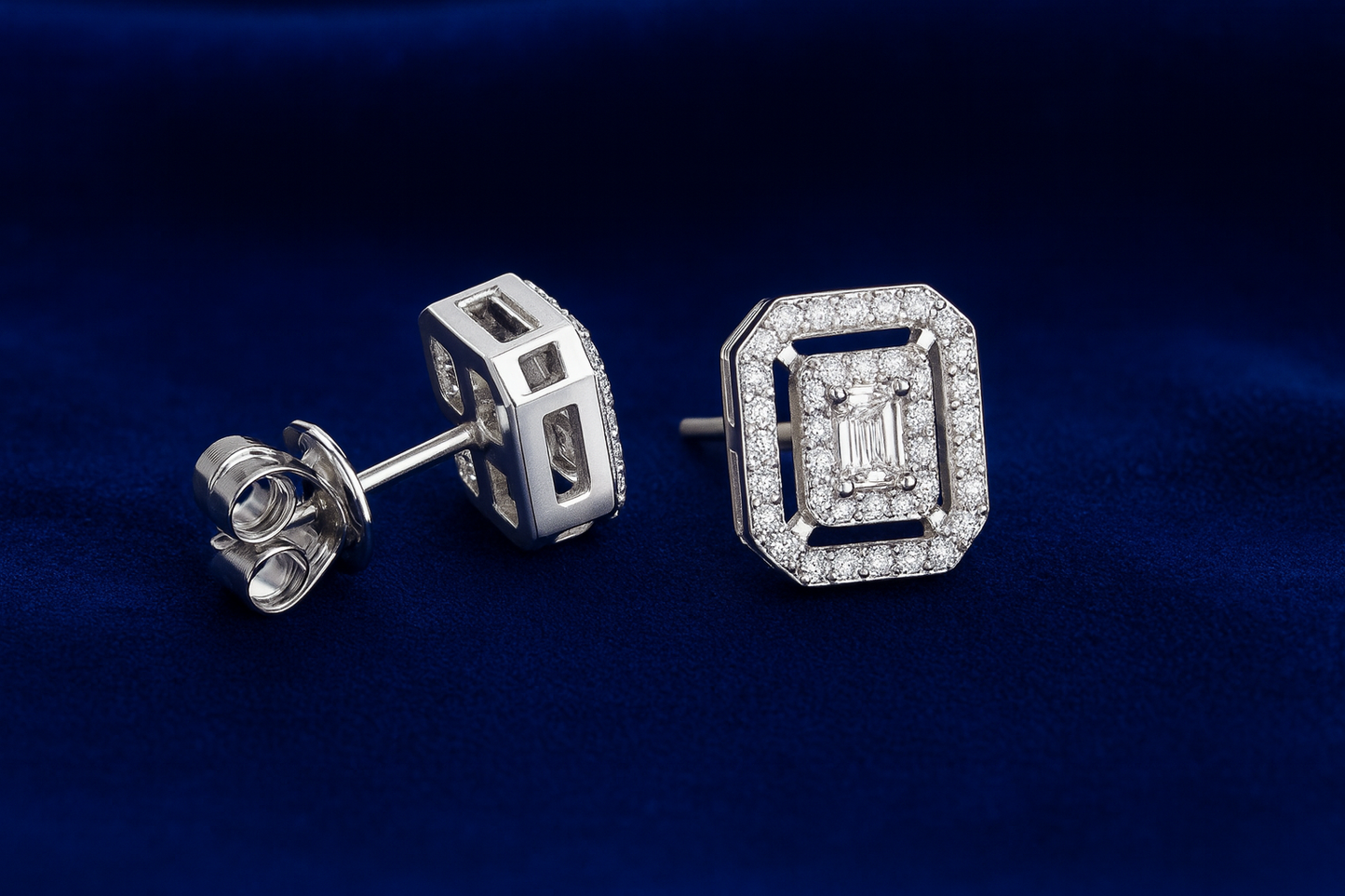 Moissanite Double Halo Earrings Cluster Galnuv