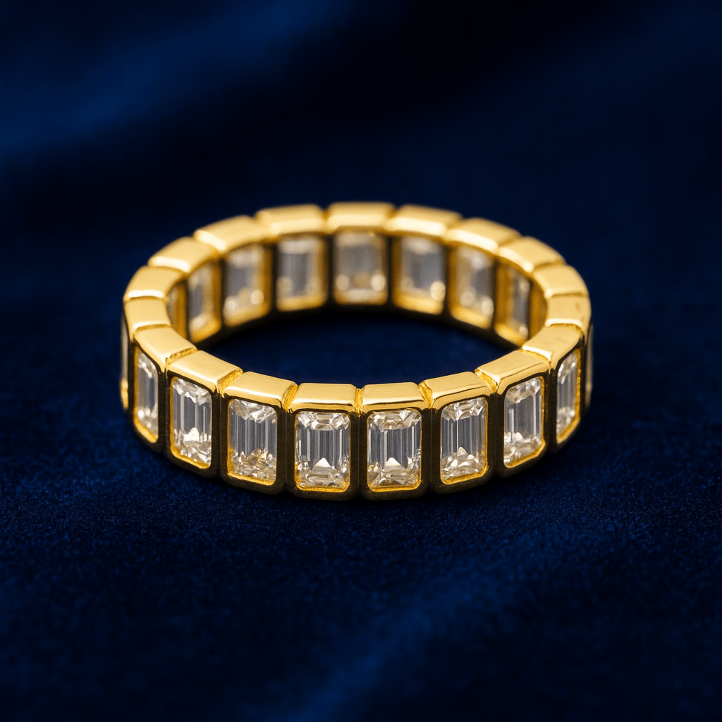 proGalnuv duct_name - Galnuv 5Emrald Moissanite Engagement Band Ring Galnuv