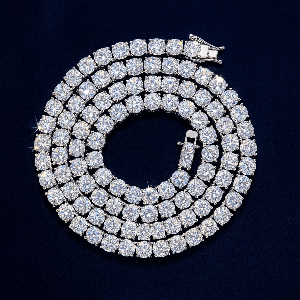 proGalnuv duct_name - Galnuv 18inch5mm Moissanite Silver Tennis Chains Galnuv