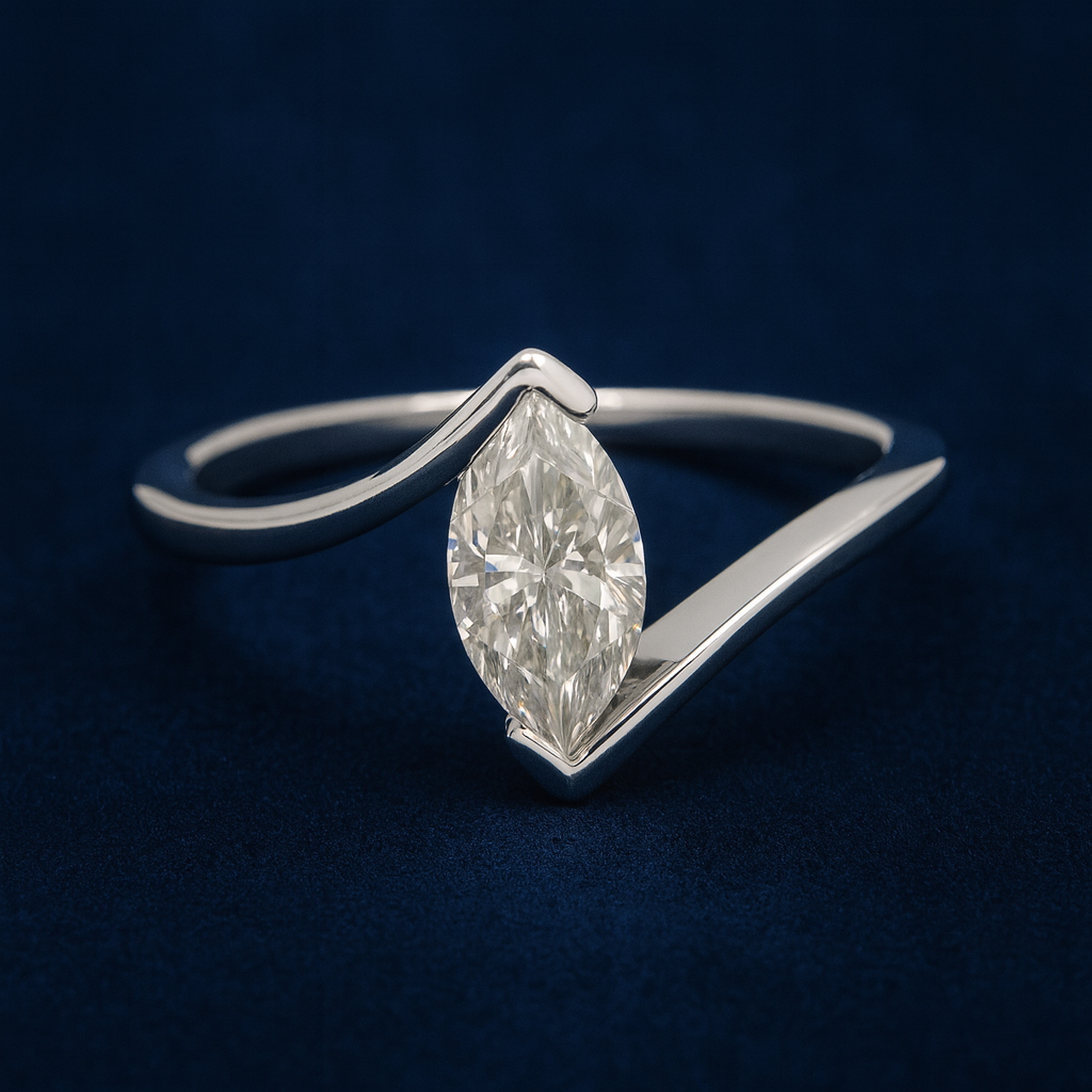 1ct Moissanite Solitaire Marquise Wrap Engagement Ring Galnuv