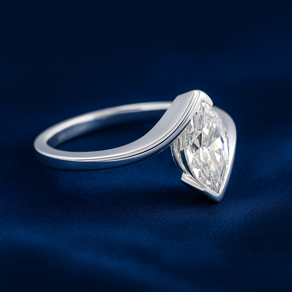 1ct Moissanite Solitaire Marquise Wrap Engagement Ring Galnuv