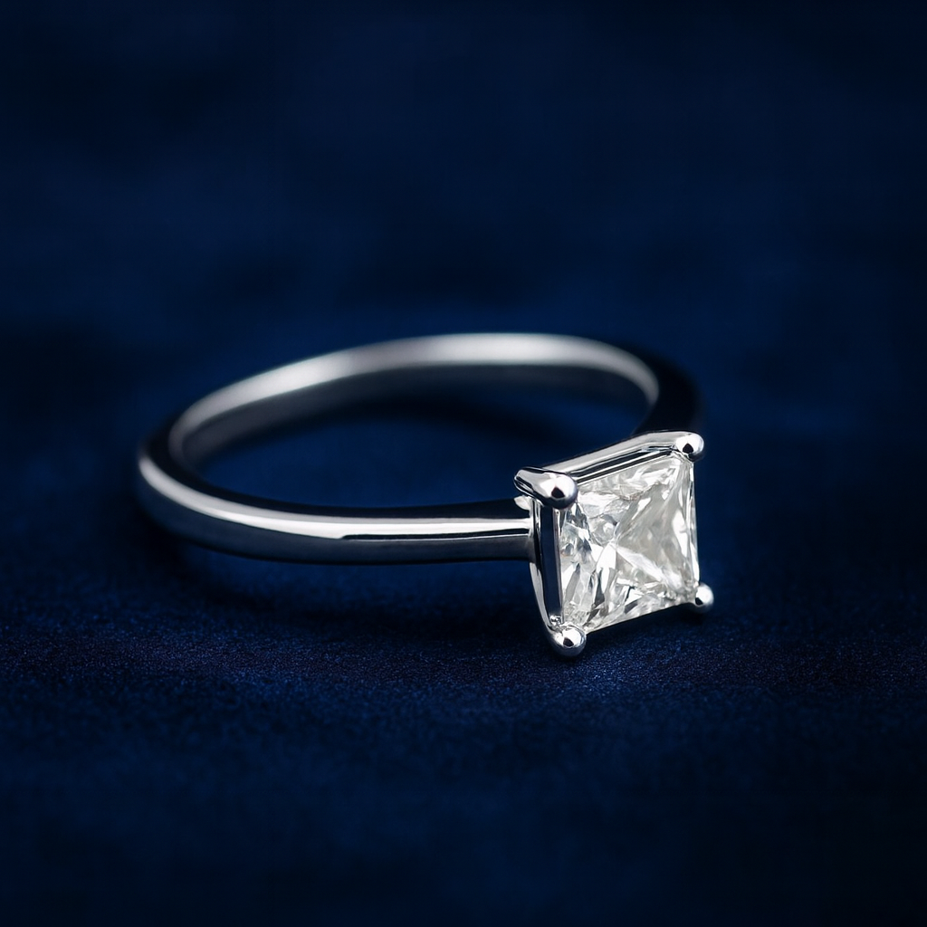 1ct Moissanite Princess Cut Solitaire Ring Galnuv