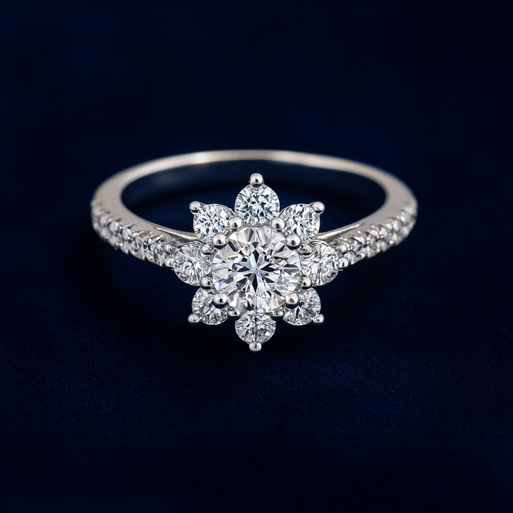 1ct Moissanite Engagement Flower Ring Galnuv