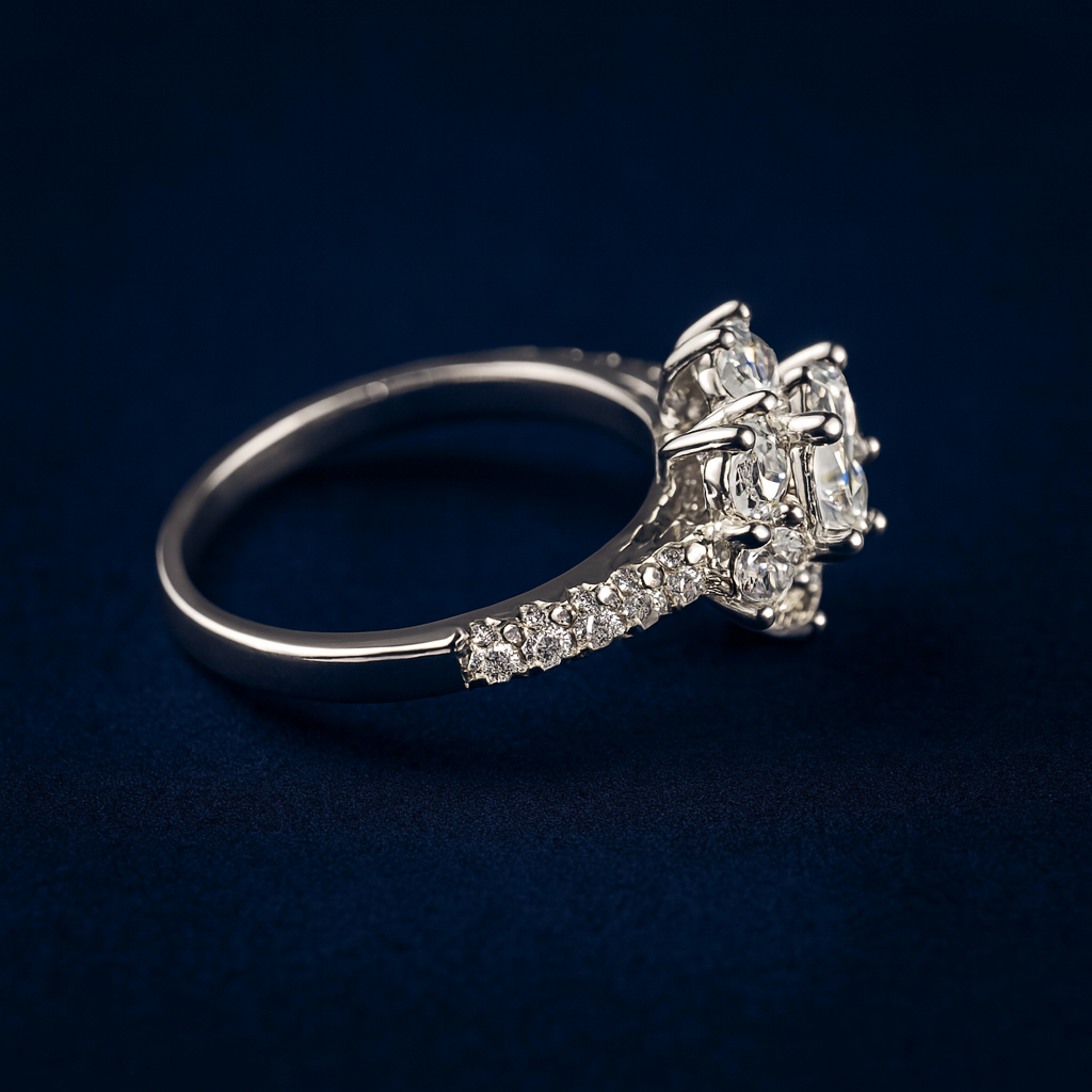1ct Moissanite Engagement Flower Ring Galnuv