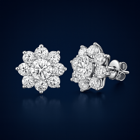 proGalnuv duct_name - Galnuv 0.5ct Moissanite Sparkling Floral Earrings Galnuv
