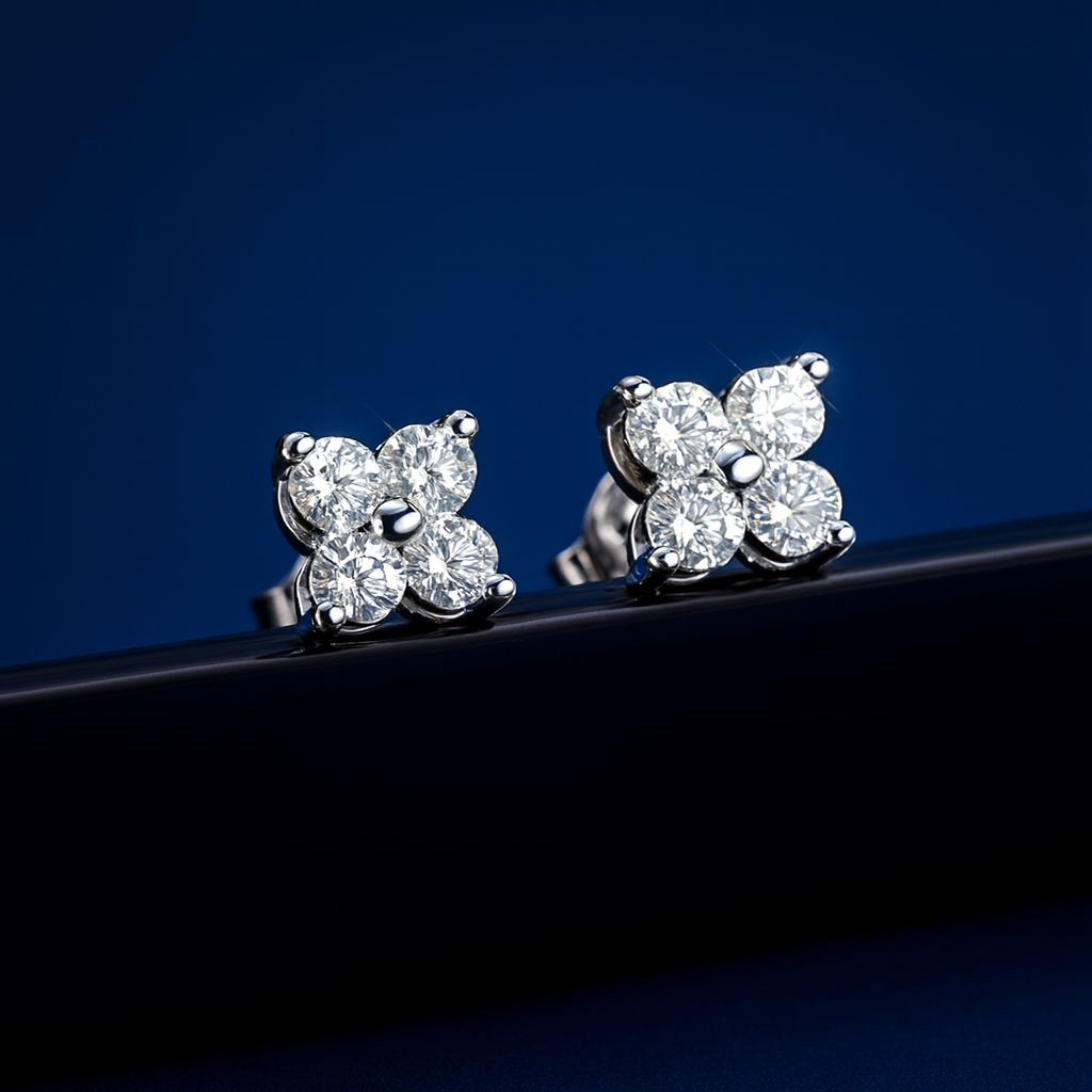 0.4ct Moissanite Four-Stone Cluster Stud Earrings Galnuv