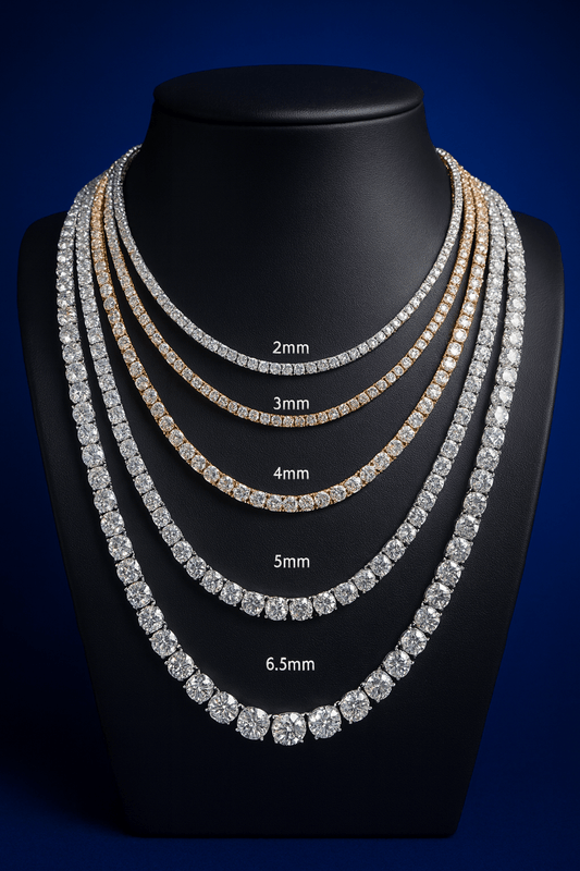 proGalnuv duct_name - Galnuv 162mmMoissanite Silver Tennis Chain (All Sizes) Galnuv
