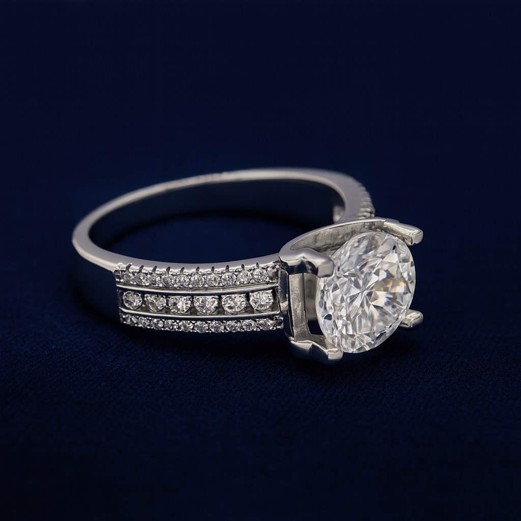 2ct Moissanite Round Cut Engagement Ring Galnuv