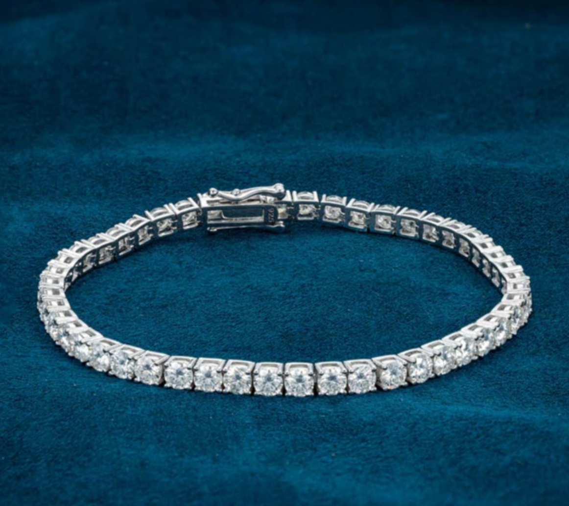 4mm Moissanite Silver Tennis Bracelet Galnuv
