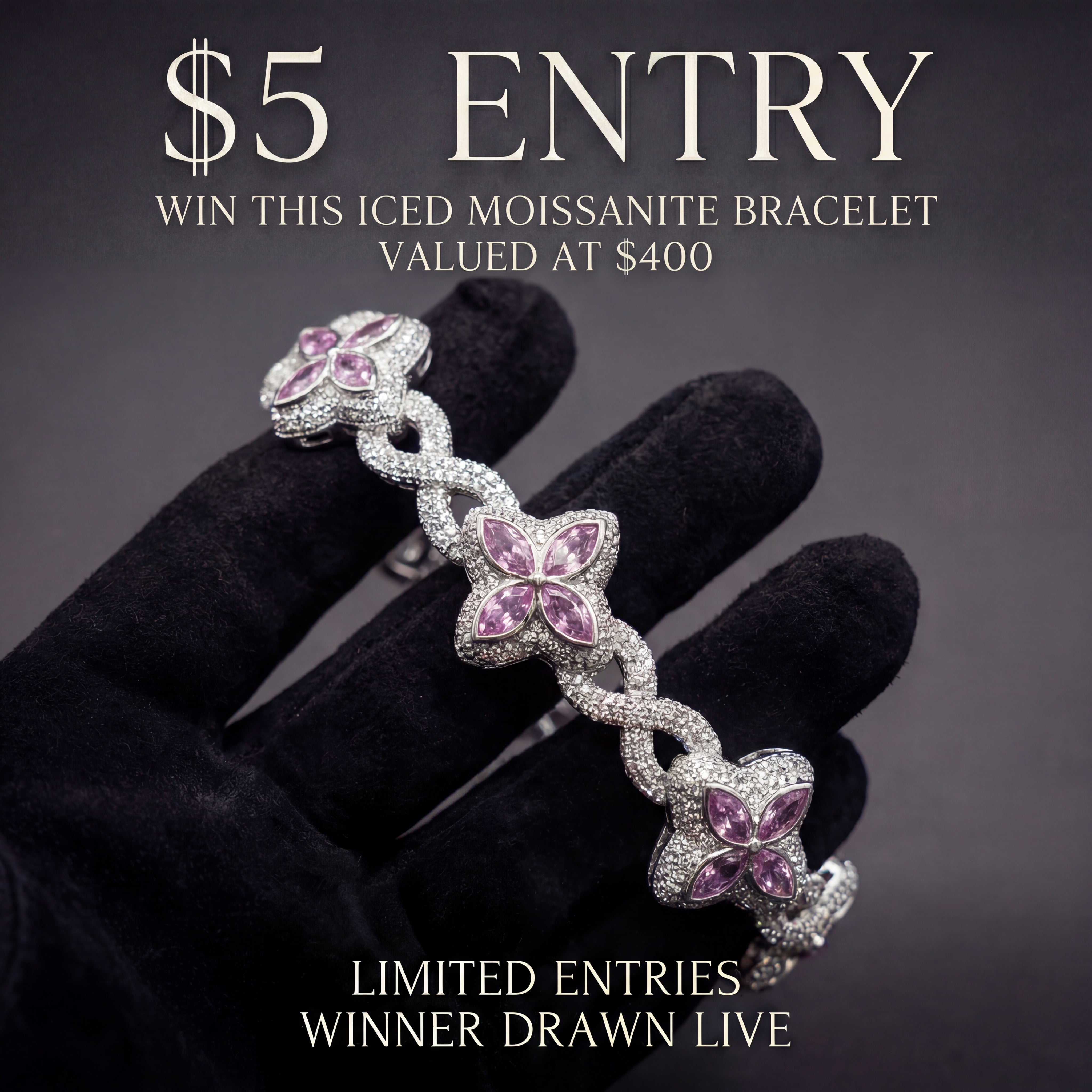 $5 Raffle Entry – Clover Moissanite Bracelet – Galnuv