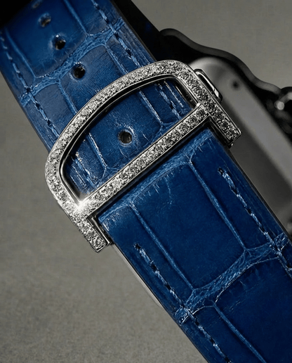 proGalnuv duct_name - Galnuv Made to Order (7 - 10 Days)Cartier Santos Large - Steel - Custom Diamond - Set with Royal Blue Alligator Bracelet Galnuv