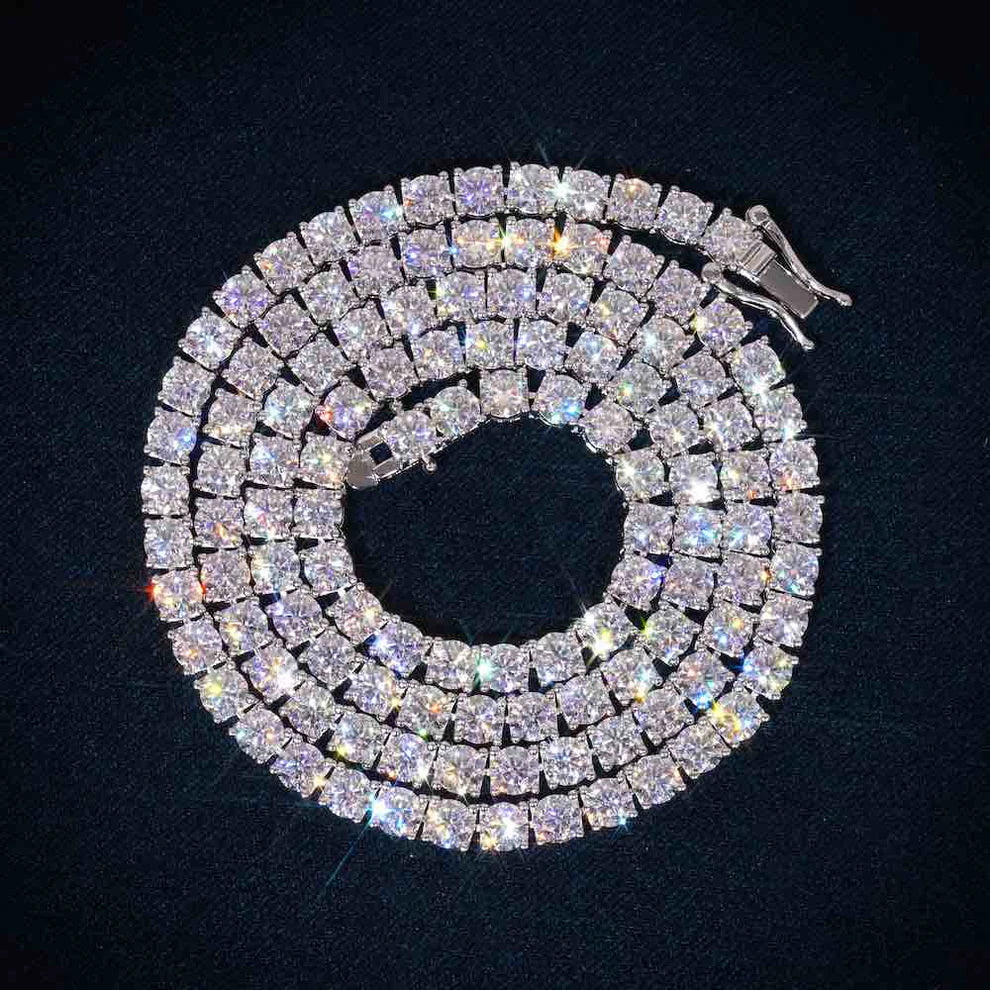 4mm Moissanite Silver Tennis Chains Galnuv