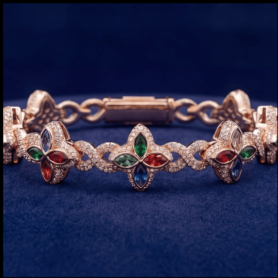 proGalnuv duct_name - Galnuv 7.5 InchClover Colorful Bracelet VVS Moissanite Galnuv