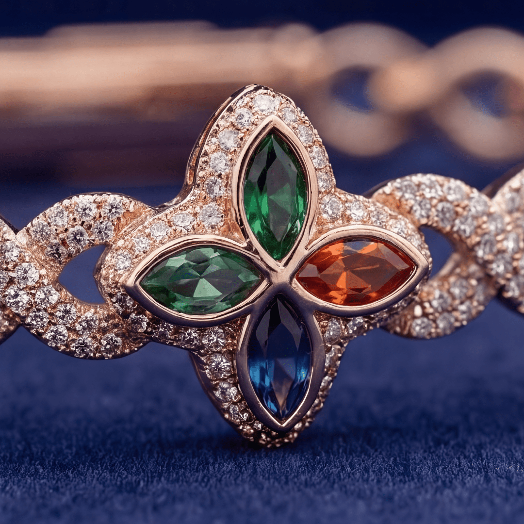 proGalnuv duct_name - Galnuv 7.5 InchClover Colorful Bracelet VVS Moissanite Galnuv