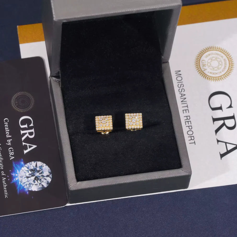 Moissanite Square Earrings Pavé Studs Galnuv