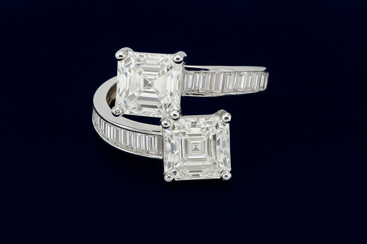 Moissanite Twin Asscher Ring Galnuv