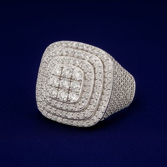 Moissanite Triple Halo Pavé Ring Galnuv