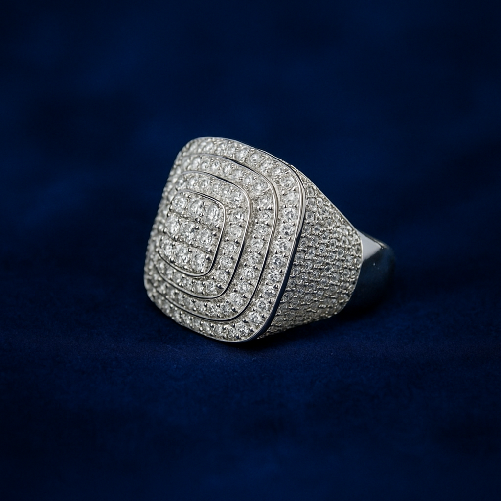 Moissanite Triple Halo Pavé Ring Galnuv