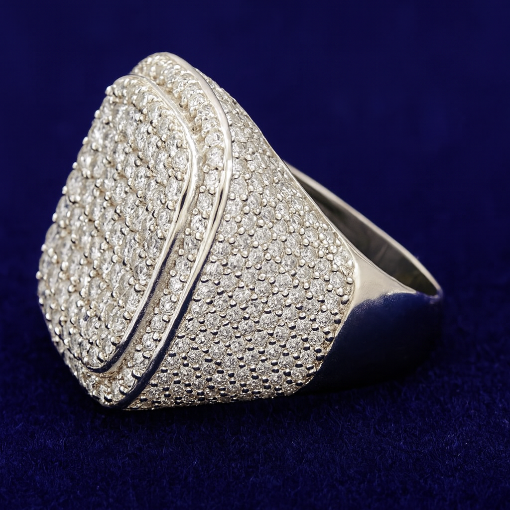 Moissanite Square Pavé Cluster Ring Galnuv