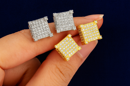 Moissanite Square Earrings Pavé Studs Galnuv