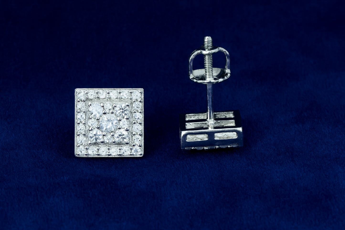 Moissanite Square Earrings Pavé Studs Galnuv
