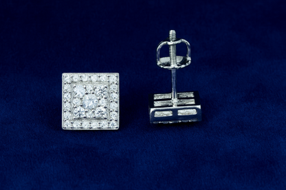 Moissanite Square Earrings Pavé Studs Galnuv
