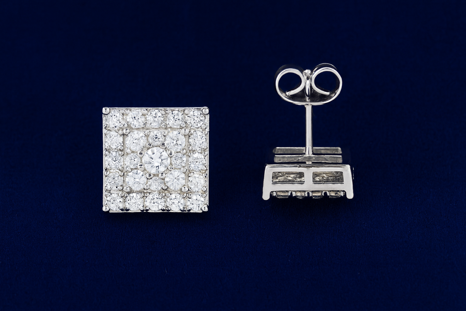 Moissanite Square Earrings Pavé Studs Galnuv