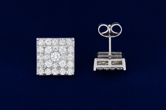 Moissanite Square Earrings Pavé Studs Galnuv