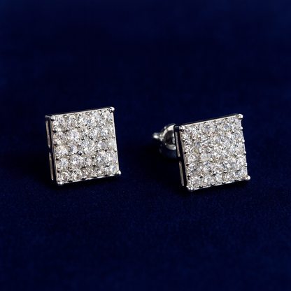 Moissanite Square Earrings Pavé Studs Galnuv