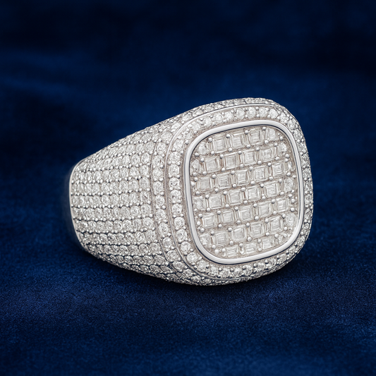 Moissanite Square Baguette Pavé Ring Galnuv