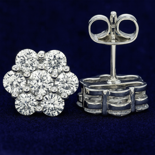 Moissanite Sparkling Flower Cluster Earrings Galnuv