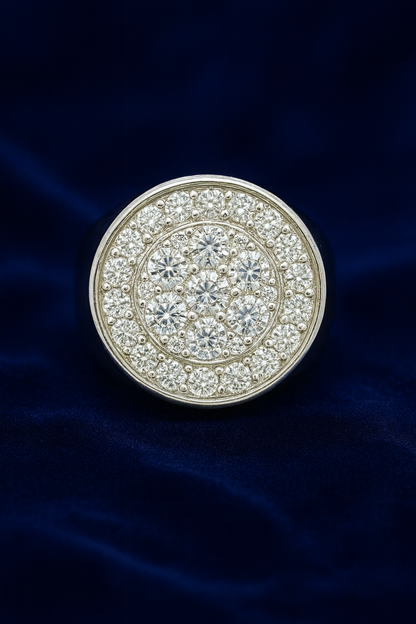 Moissanite Round Pavé Cluster Ring Galnuv