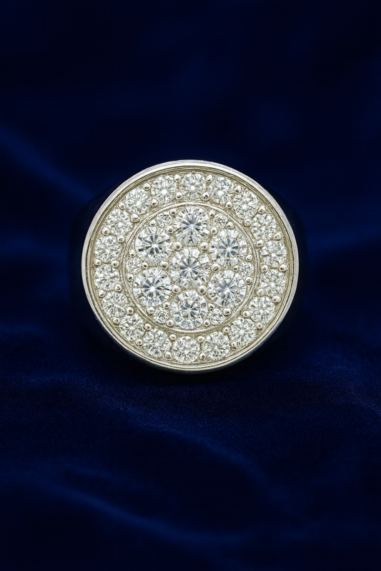 Moissanite Round Pavé Cluster Ring Galnuv