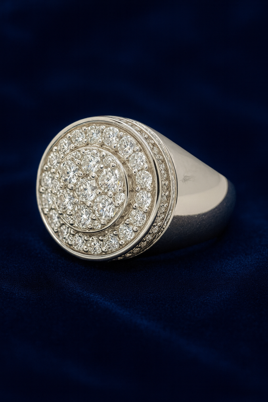Moissanite Round Pavé Cluster Ring Galnuv