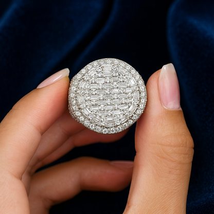 Moissanite Round Pavé Baguette Ring Galnuv