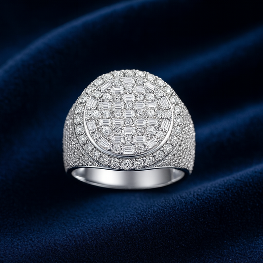 Moissanite Round Pavé Baguette Ring Galnuv