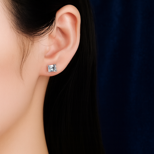 Moissanite Radiant Stud Earrings Galnuv
