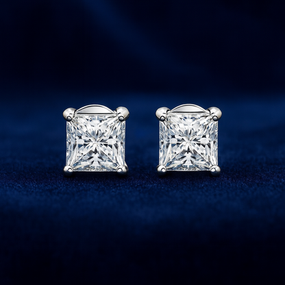 Moissanite Princess Stud Earrings Galnuv