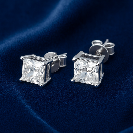 Moissanite Princess Stud Earrings Galnuv