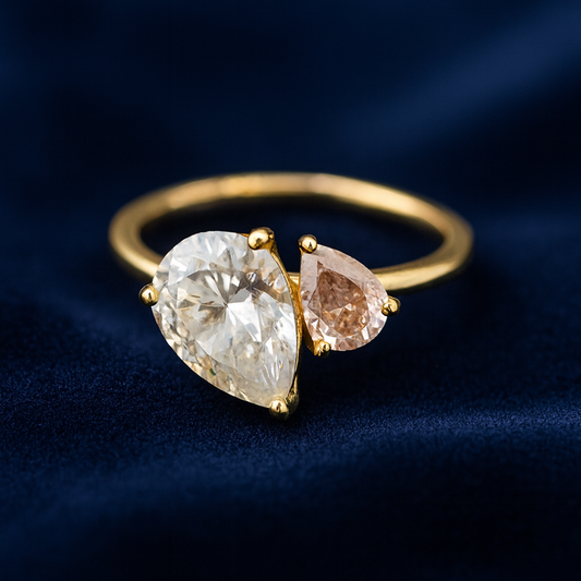Moissanite Pear Toi & Moi Engagement Ring Galnuv