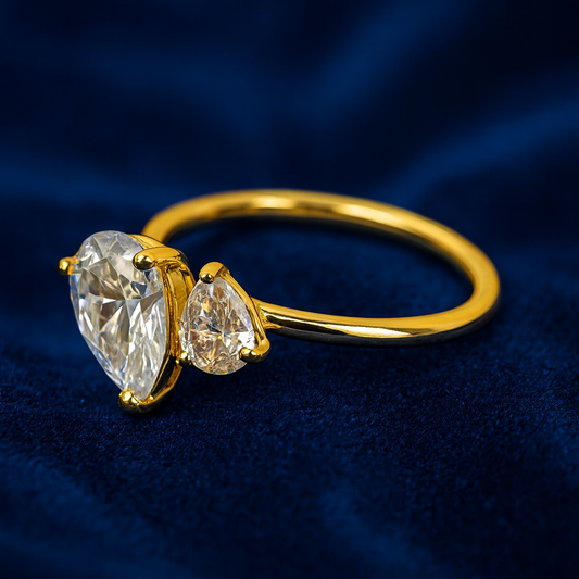 Moissanite Pear Toi & Moi Engagement Ring Galnuv
