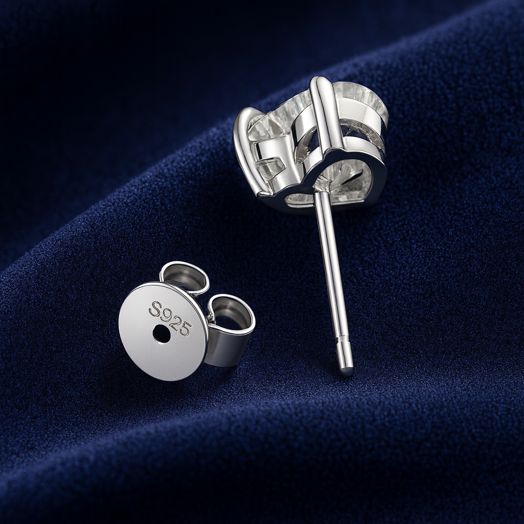 Moissanite Heart Cut Stud Earrings Galnuv
