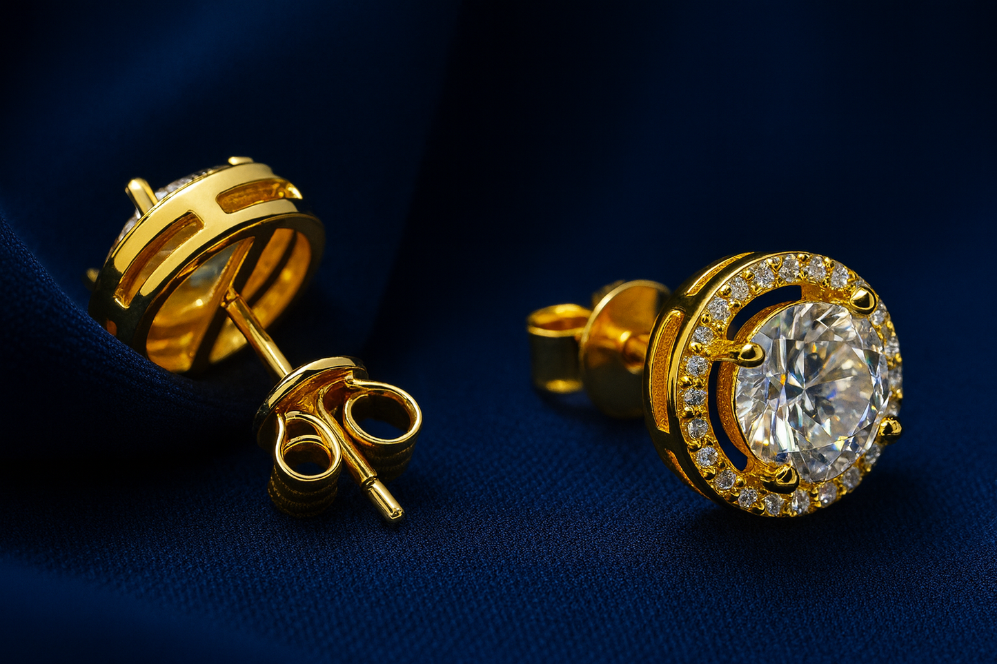 Moissanite Halo Stud Earrings Galnuv