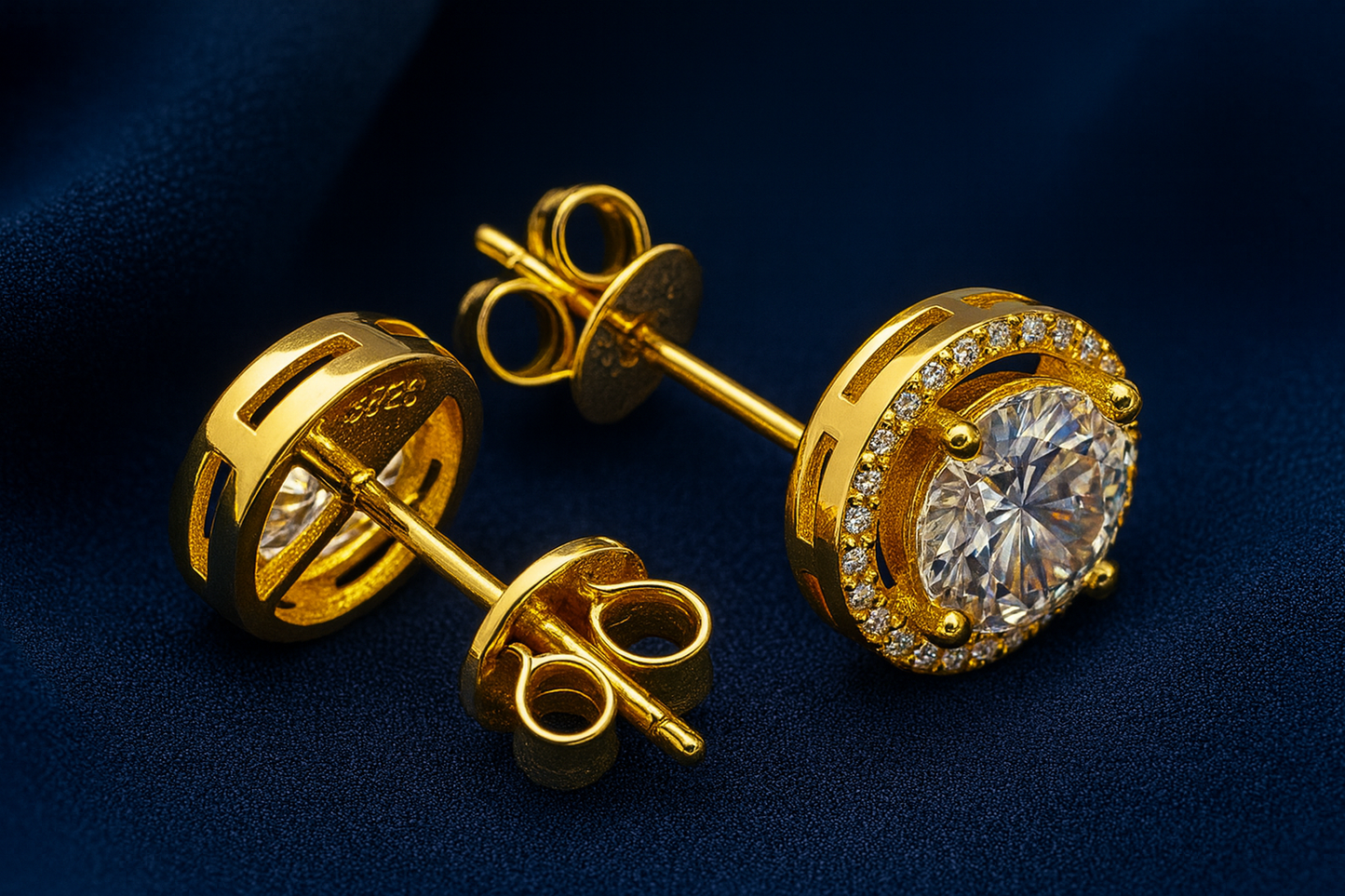 Moissanite Halo Stud Earrings Galnuv