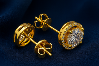 Moissanite Halo Stud Earrings Galnuv