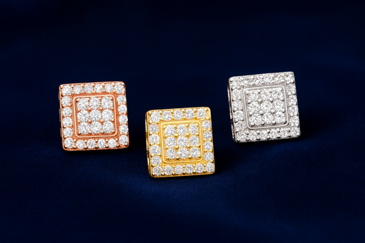 Moissanite Halo Earrings Square Pavé Studs Galnuv
