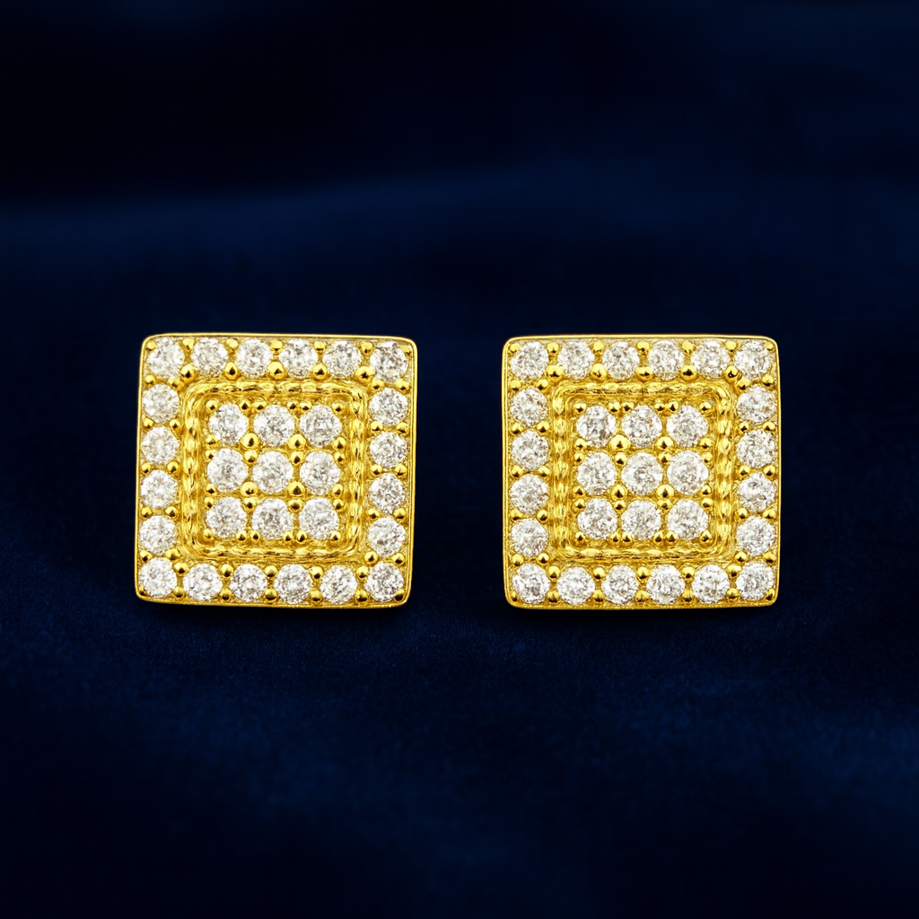 Moissanite Halo Earrings Square Pavé Studs Galnuv